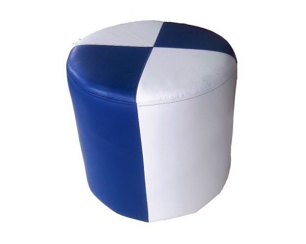 ПУФИК Круглый 2 (Кож.зам Белый + Кож.зам. Синий, 3 категория)