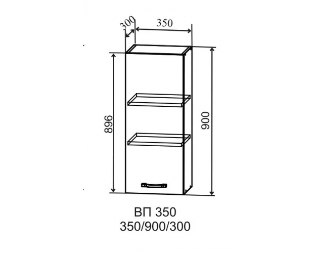 Шкаф верхний Скала ВП 350 (Гранит Грей/Серый/правый/высокий)