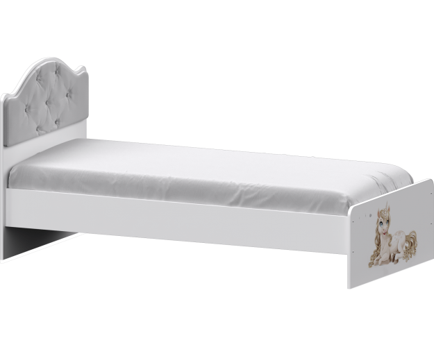 Кровать Каспер с мягкой спинкой и фотопечатью (900х1900) Белый