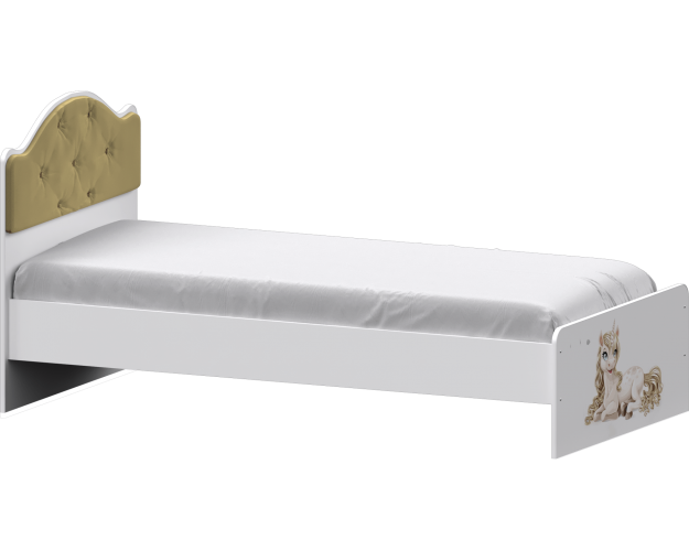 Кровать Каспер с мягкой спинкой и фотопечатью (900х1900)  Белый/Ваниль