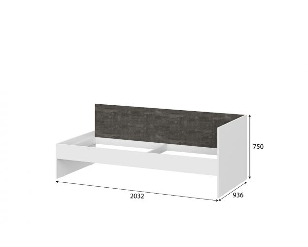 Модульная система "Анри" Кровать-диван (0,9х2,0) Белый Текстурный/Железный камень 
