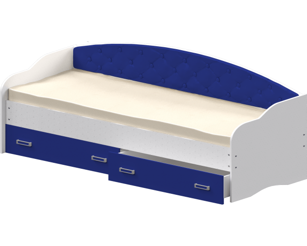 Кровать Софа-7 с мягкой спинкой (800х1900) Белый/Синий